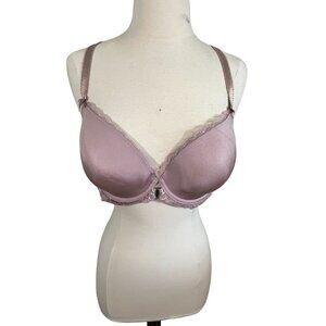 Adorn Me Bra Women 40D Pink Satin Floral Racerback Feminine Sexy Intimates Retro